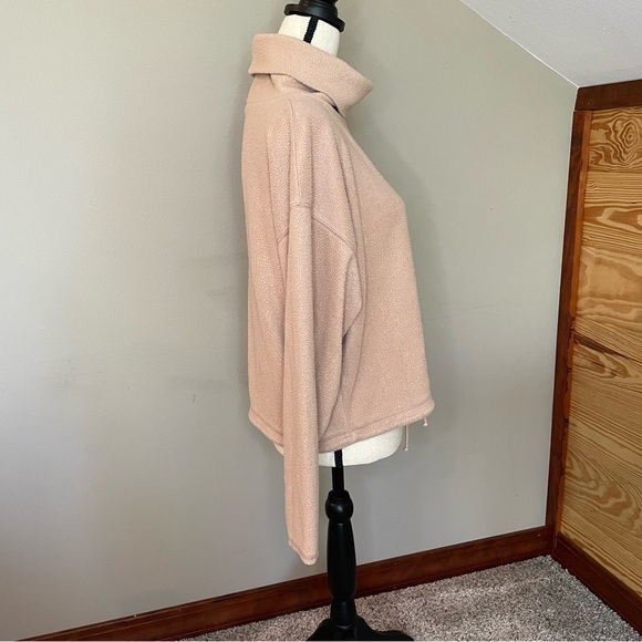 Aerie Tan Oversized Turtleneck Fleece Pullover Sweatshirt Extra Small - Picture 2 of 8